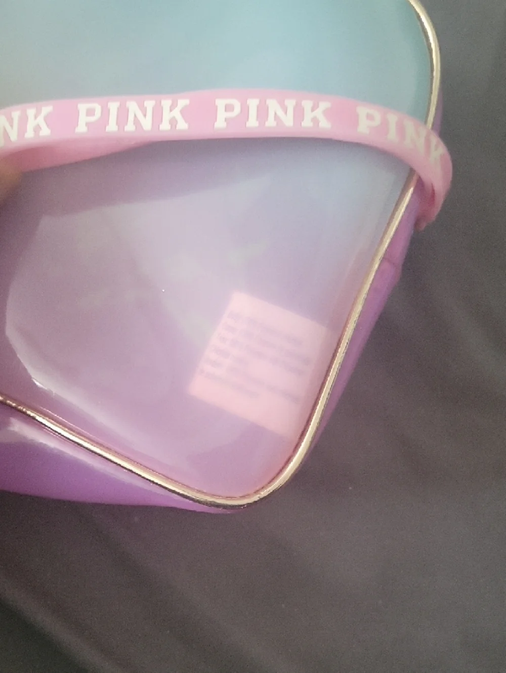PINK Victoria's Secret Iridescent Lavender-to-Teal Cosmetic Pouch - Picture 4 of 9